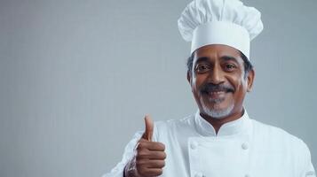 Happy Chef Giving Thumbs Up Approval Sign photo