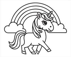 Cute Unicorn Head Drawing Simple Toddler Coloring Page vector