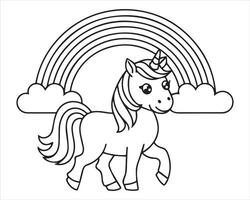 Adorable Unicorn Coloring Page for Toddlers Cute vector