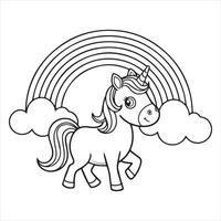 cute unicorn coloring page for kids outlime images vector