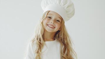 A Smiling Girl Wearing A Chefs Hat photo