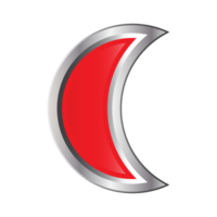 A red crescent moon icon with silver edges png