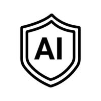 secure arttificial intellgence outline icon vector