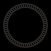 Round frame with gold abstract geometrical pattern on a black background. Circle frame. Elegant element for printing of cards, invitations, , plates, embroider, textiles, engraving, forging. . vector