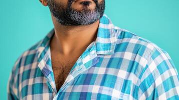 Man Wearing Blue And White Checkered Shirt photo