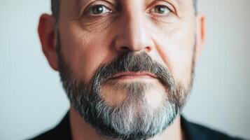 Close up portrait of a mans face and beard photo