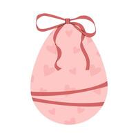 Easter egg with pink ribbon bow and heart print vector