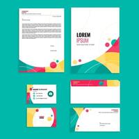 Stationery Equipment Set Bundling Design with Abstract Colorful Geometric Circle Composition vector