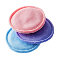 Diverse Set of Makeup Cotton Pads in Various Colors on Transparent Background png