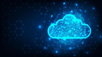 Futuristic cloud strorage internet cyber technology concept. Cloud connection on blue background. vector