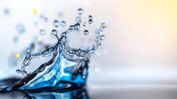 A stunning close-up of a water splash capturing dynamic movement and reflections photo