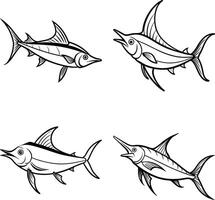 Variety of Fish Outlines for Coloring vector