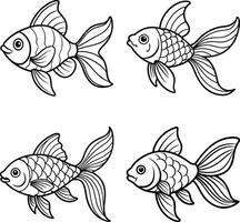 Fish Outline Artwork for Coloring vector