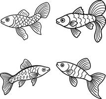 Collection of Fish Line Drawings for Coloring vector