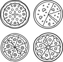Pizza line art Coloring Page vector