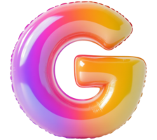 Vibrant Glossy Balloon Letter G Abstract Shape Against Transparent Background png