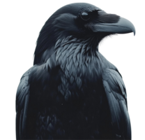 A black raven with a white beak png