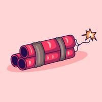 TNT Bomb, a red dynamite bomb with a burning fuse, designed in a flat cartoon style. Icon illustration of time bomb. vector