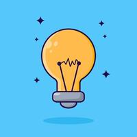 Shining light bulb inspiration, designed in flat cartoon style, yellow light bulb. Element illustration. Light bulb icon as a symbol of creativity, idea or thought. vector