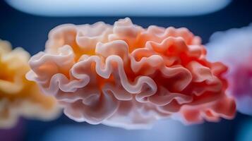 Abstract brain-like ink swirl, underwater, colorful background, science concept photo