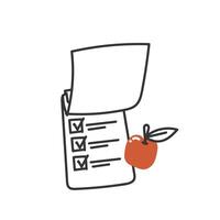 a checklist with an apple and a check mark vector