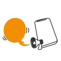 a phone and a speech bubble with a megaphone vector