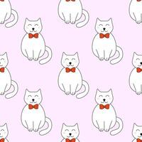 Seamless Pattern. Cat with tie bow. flat illustration. vector