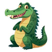 Charming Cartoon Alligator Standing on Two Legs with a Friendly Smile and a Green Spiky Tail vector