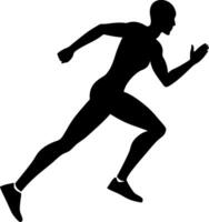Dynamic Black Silhouette of a Running Athlete High-Speed Motion vector