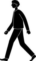 Minimalist Silhouette of a Person Walking with a Relaxed and Carefree Gait on a White Background vector