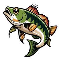 Bass Fish in Action with Bold Colors for Kids to Color vector