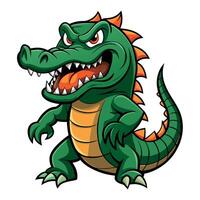 Stylized Cartoon Alligator with an Intimidating Look, Baring Sharp Fangs in an Aggressive Snarl vector