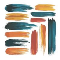set of colorful brush strokes on a white background vector