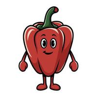 Charming anthropomorphic retro groovy bell pepper character in a cartoon style vector