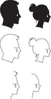 Silhouettes of people with different faces and tears coming from their eyes vector