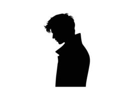 Profile Silhouette of a Pensive Man in a Coat vector