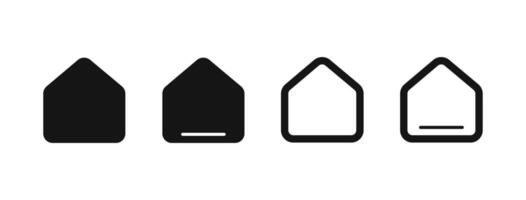 home icon set black fill and stroke line house UI UX design vector
