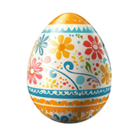 An easter egg decorated with colorful flowers png
