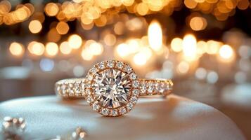 Inside silk lined jewelry box sparkling gems and folded love letters are revealed surrounded candlelight enhances sense of longing and warmth during festive moments photo