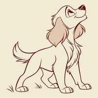 Illustration of a young puppy with long, flowing red fur in a semi-realistic, sketch-like style vector