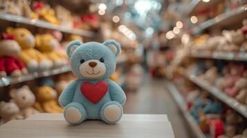 vibrant geolocation pin made entirely of plush toys is displayed against pastel background creating inviting atmosphere reminiscent of charming toy store full of joy and excitement photo