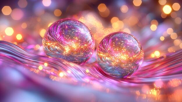 Countless luminous spheres emerge from central glowing point each representing unique universes in boundless cosmic void filled swirling dimensions and colors photo