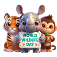 Save Our Planet Adorable Wildlife Illustration for Global Awareness png