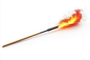 An artistic depiction of a lit torch with vibrant flames and sparkling embers, symbolizing light and inspiration. photo