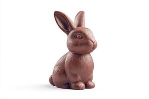 A cute chocolate bunny figurine with detailed texture, perfect for Easter celebrations. photo