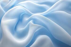 Soft, flowing light blue satin fabric draped elegantly, creating a serene and calming atmosphere. photo