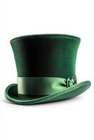A vibrant green top hat adorned with a satin ribbon, symbolizing celebration and festive occasions. photo