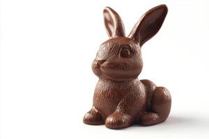 A cute chocolate bunny figurine showcasing a glossy finish, perfect for Easter celebrations. photo