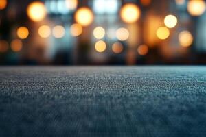 Abstract close-up of a textured surface with soft bokeh lights in the background, creating a warm and inviting atmosphere. photo