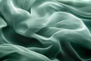 Delicate mint green fabric flowing gently, creating a serene and ethereal atmosphere. photo